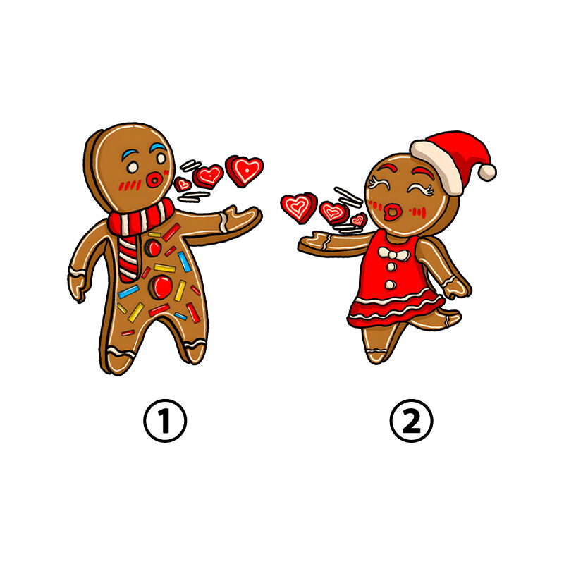 Personalized Sweatshirt Gingerbread Man and Woman Cute Couple Christmas Design Gift for Lovers