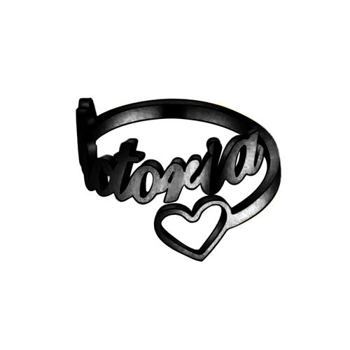 Argolla con nombre personalizado en forma de corazón con puños ajustables