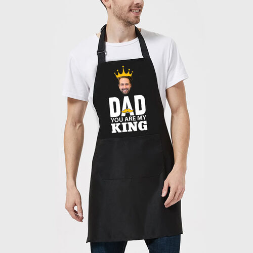 Personalized Picture Apron with Beard and Crown Pattern for Dad