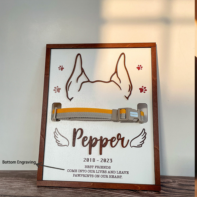 犬耳 名入れ フォト フレーム 木製
