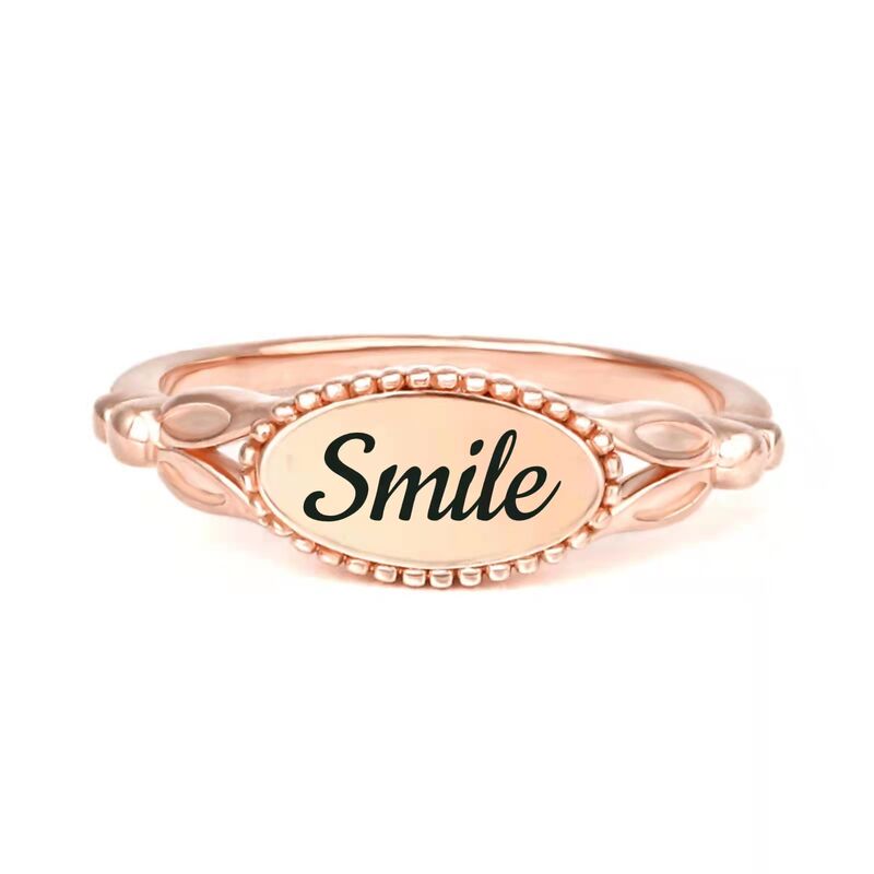 Simple Personalized Oval Engraving Ring
