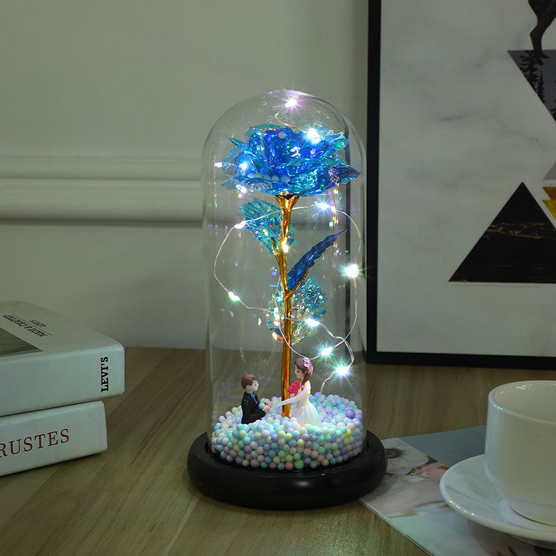 Galaxy Rose Glass Lampshade Preserved Flower Rose Proposal Night Light Gift