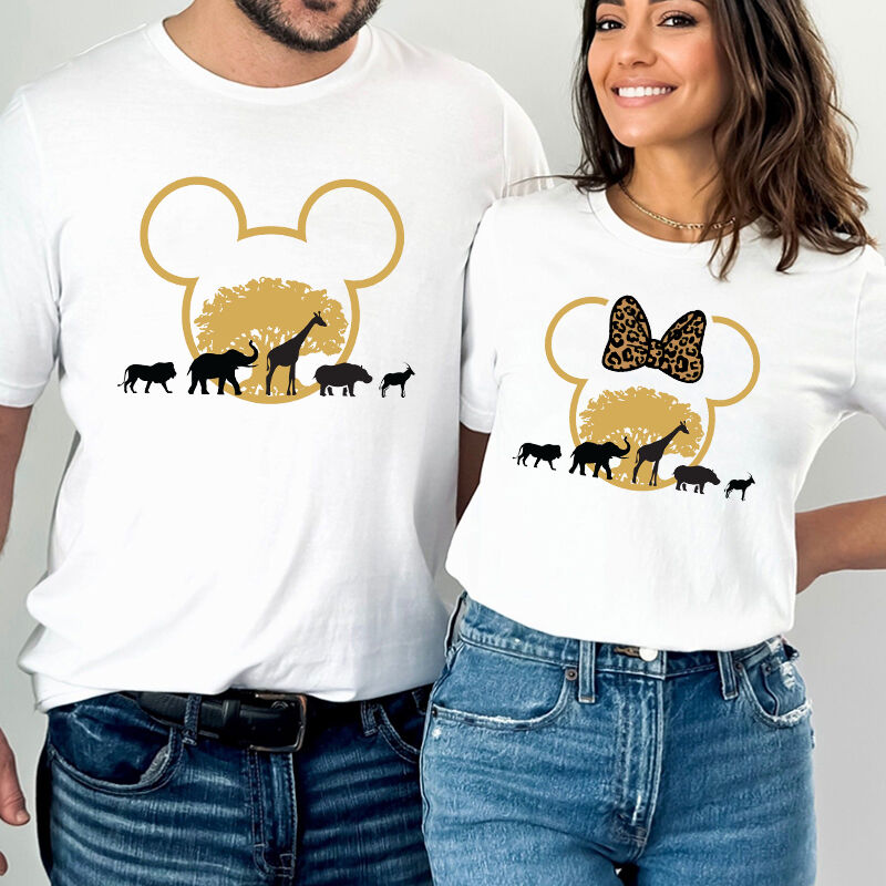 Personalized T-shirt Animal Kingdom Cartoon Mouse Head Design Gift for Family