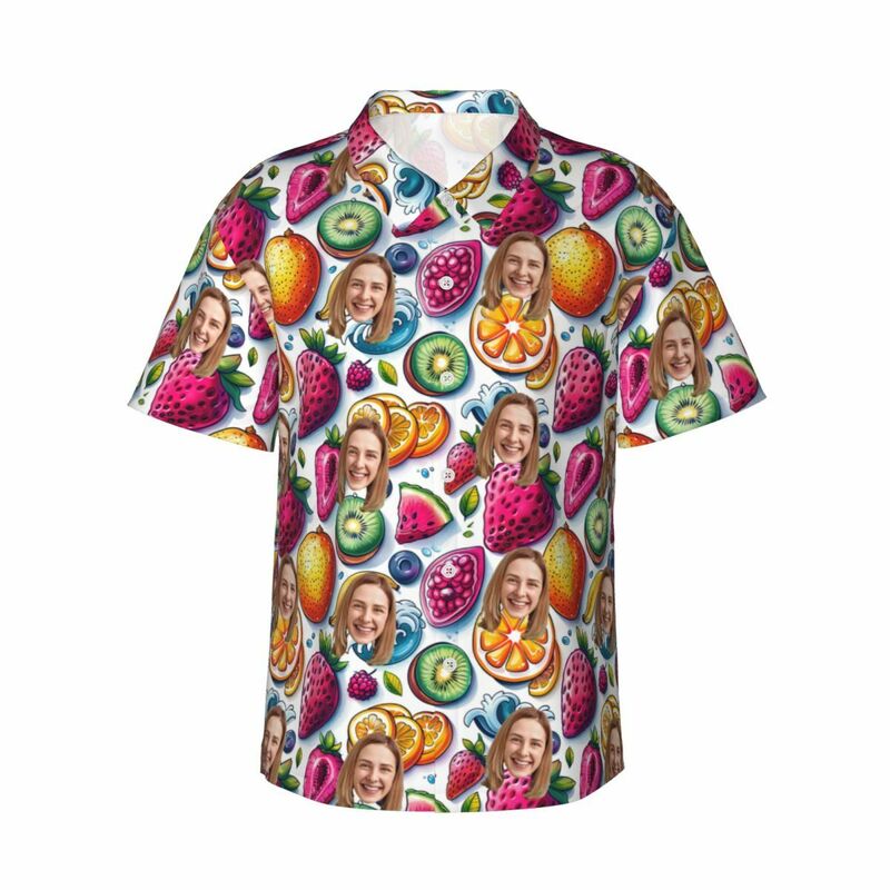 Camisas hawaianas con estampado de frutas tropicales para la familia