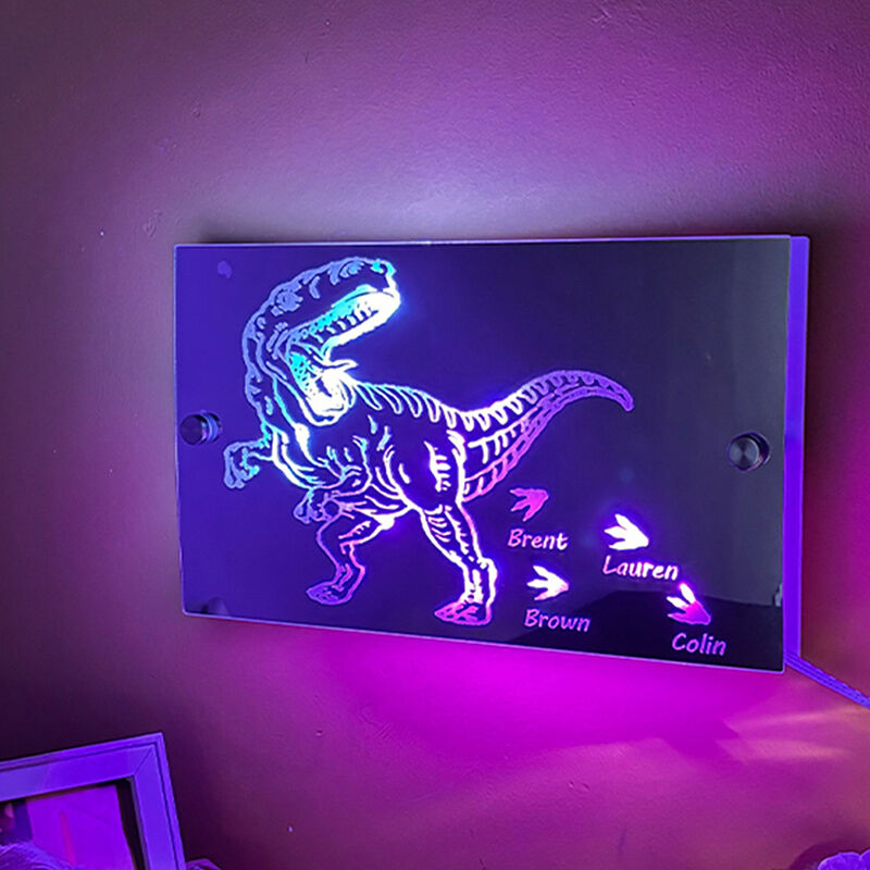 Personalized Dinosaur Mirror Lamp Cool Gift for Father's Day