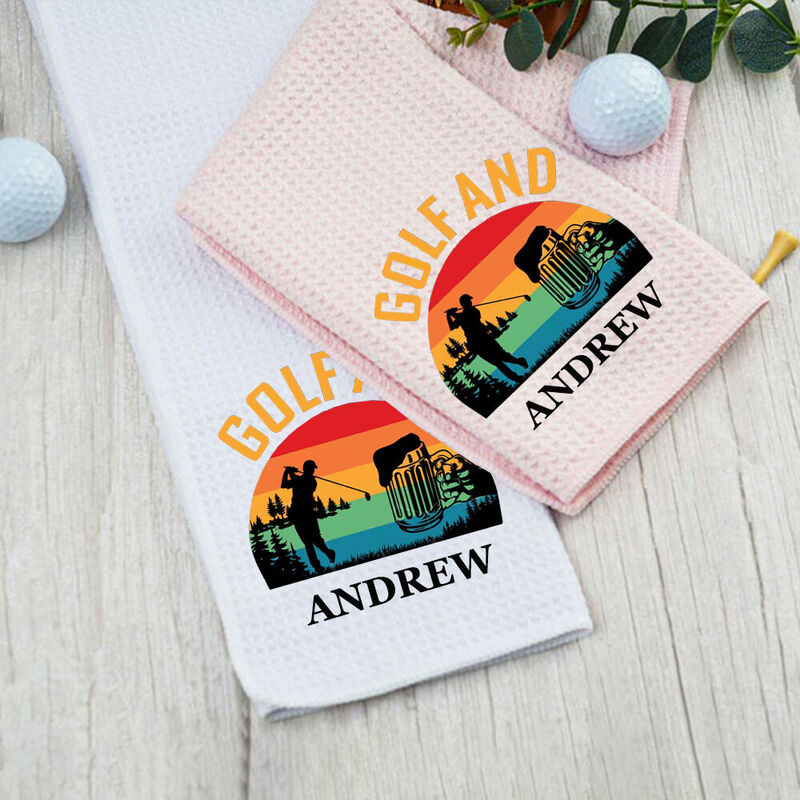 Personalized Golf Towel with 3D Printed Colorful Print as a Birthday Gift for Golfers