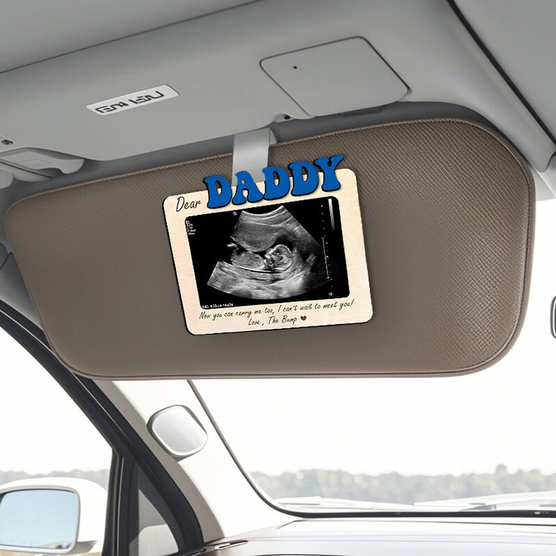 Personalized Car Visor Clip with Fetal Ultrasound Photo as a Surprise for New Dad