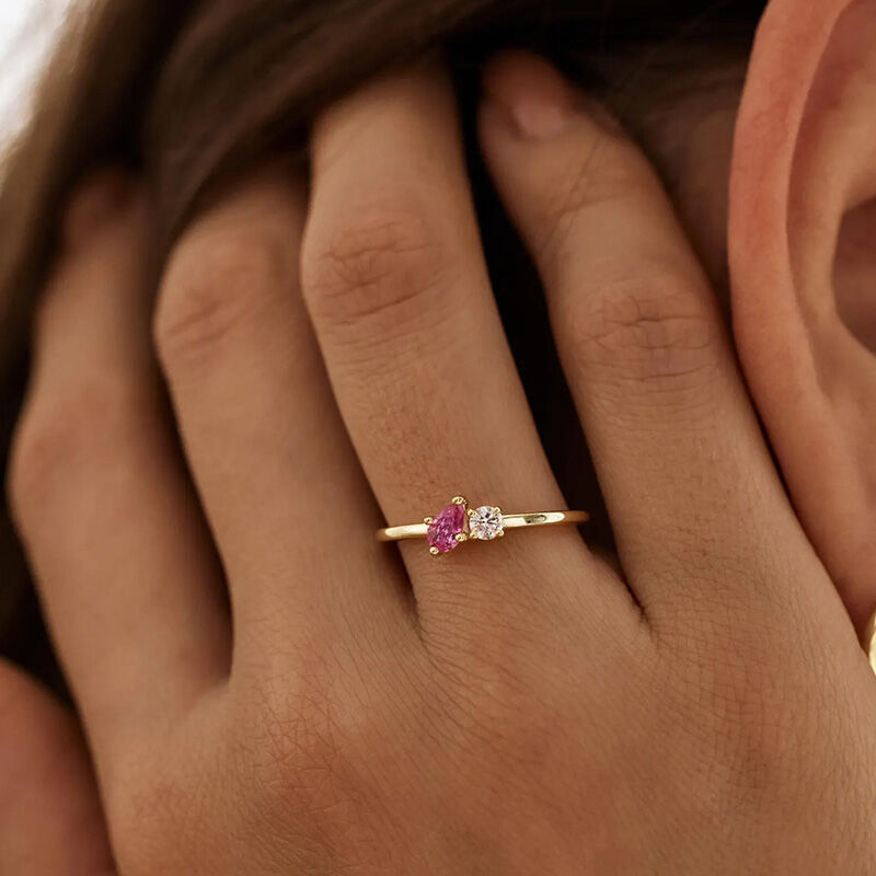 Personalisierte Birthstone Ring Schönes Geschenk für Paare