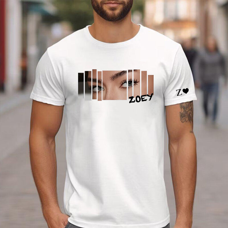 T-shirt personnalisé avec les yeux de votre petite amie design tendance cadeau idéal pour la Saint Valentin pour les couples