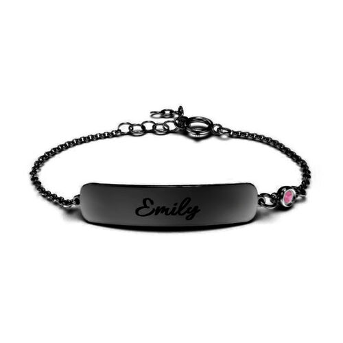 "Love Is Touching" Personalized Engraved Bracelet With Birthstone