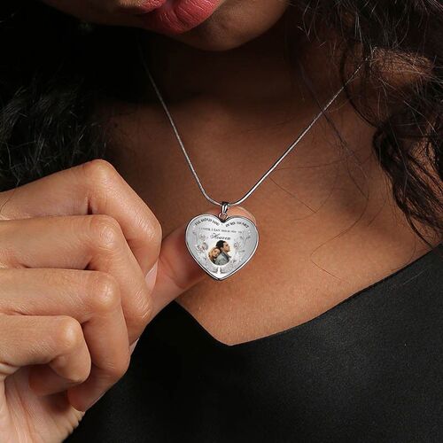 Collar conmemorativo de novios con foto de círculo personalizada en forma de corazón