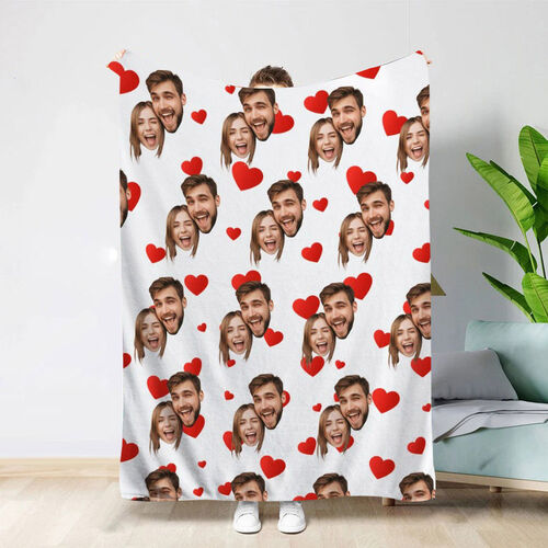 Funny Gifts for Couple with Custom Face Soft Blankets