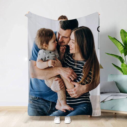 Personalized Photo Blanket Christmas Gift for Happiness Family