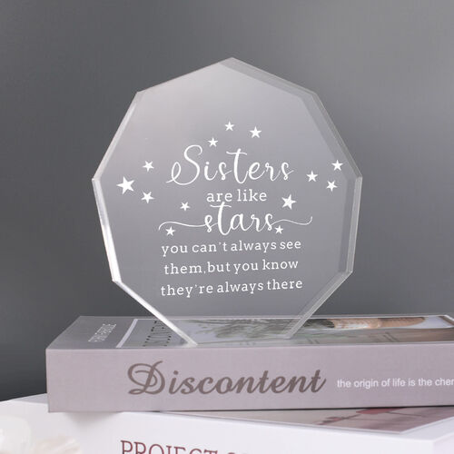 Gift for Sister "Sisters Are Like Stars" Nonagon Acrylic Plaque