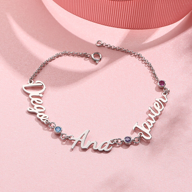 "Accompany You" Personalized Name and Birthstone Bracelet