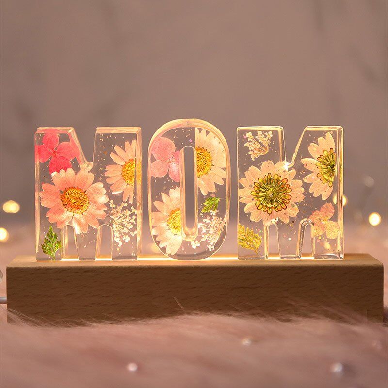 Personalisierte Trockenblumen Brief Lampe-MOM