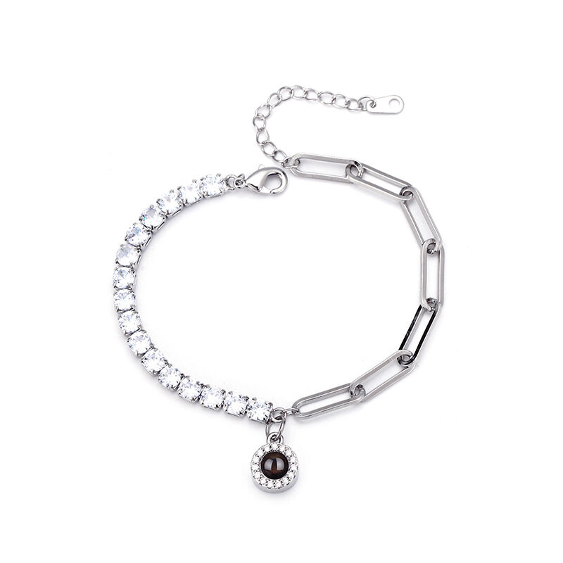 Personalized Projection Picture Bracelet Round Pendant With Diamonds Fashion Gift For Christmas
