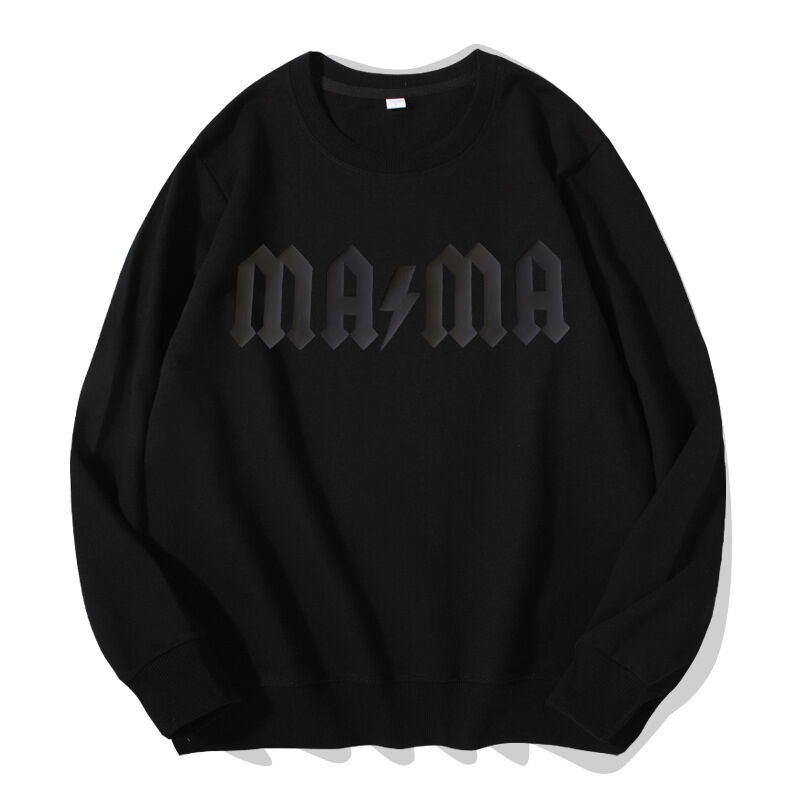 Personalized Sweatshirt Puff Print MAMA with Lightning Pattern Design Cool Gift for Mother's Day