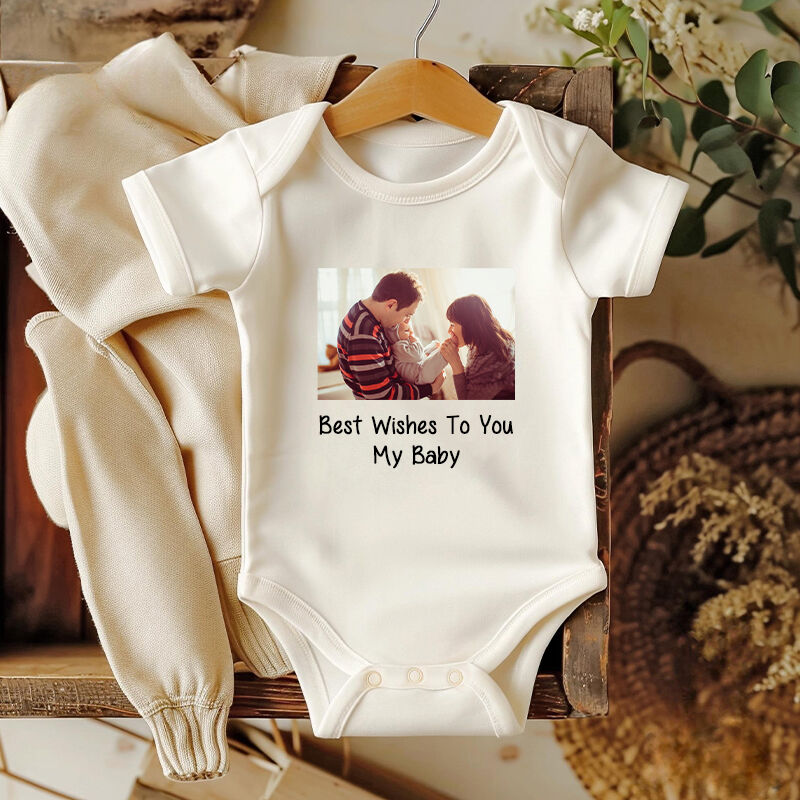 Gepersonaliseerde Baby Onesie aangepaste foto Beste wensen aan mijn baby unieke warme Baby Shower nieuwe moeder cadeau