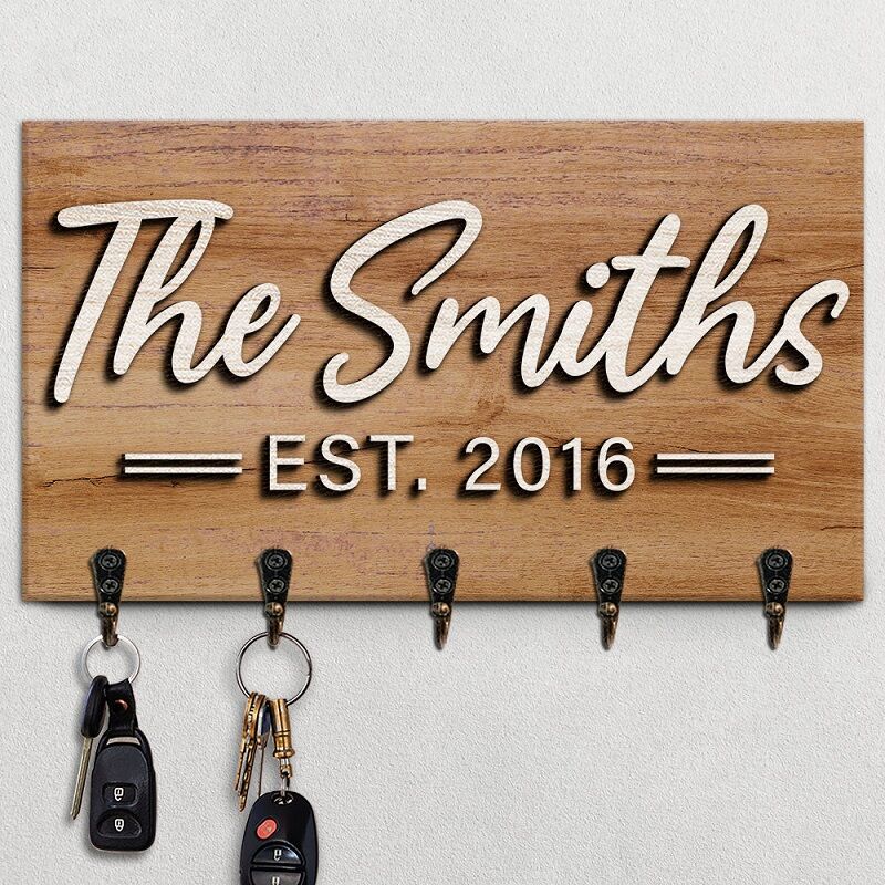 Personalized Key Hanger Custom Last Name Elegant Design Perfect House Warming Gift for Family