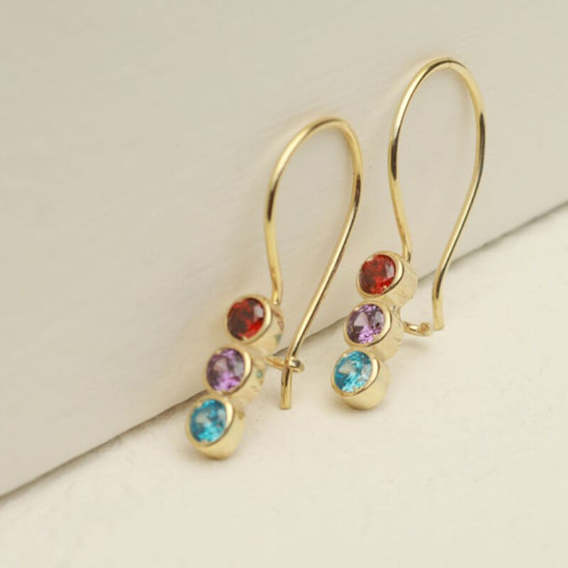 Personalized Round Birthstone Earrings Exquisite Gift for Mother's Day