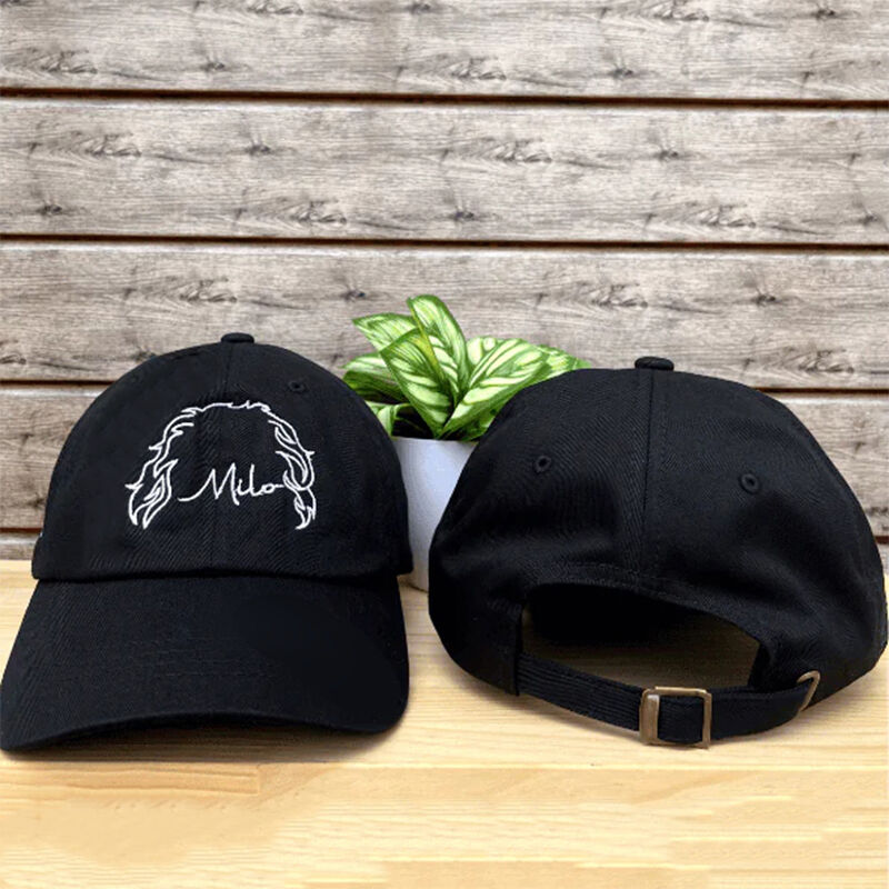 Personalized Hat Embroidered Custom Pet Photo Ear Line with Name Design Gift for Pet Lovers