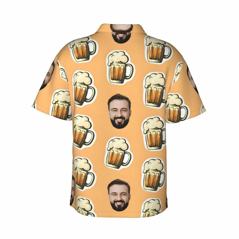 Individuelles Hawaiihemd mit Cartoon-Bier-Prints lässige Kurzarmhemden für Bierliebhaber
