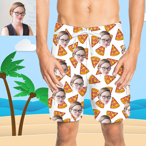 Pantaloni da Spiaggia Uomo Corti Personalizzati con Faccia e Pizza