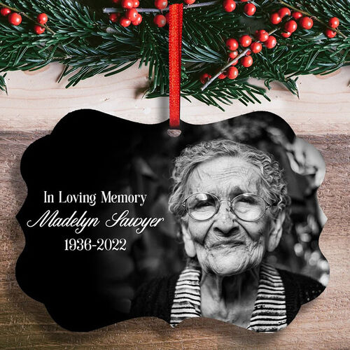 "In Loving Memory "Custom Photo and Name Christmas Ornament