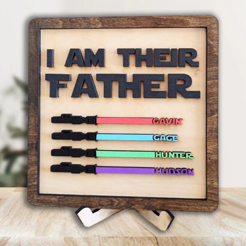 Personalized Name Puzzle Frame with Lightsaber Pattern for Father's Day