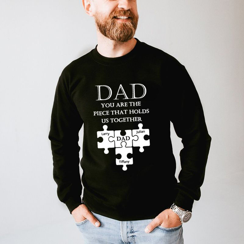 Personalized Sweatshirt with Custom Name Puzzles Creative Present for Dad