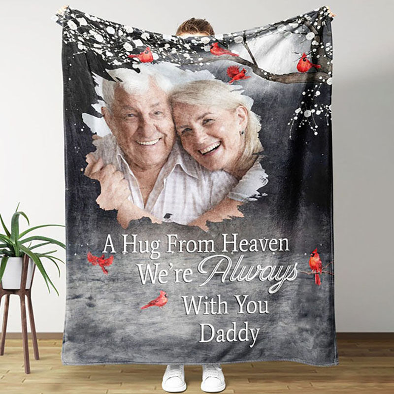 Personalized Picture Blanket Warm And Exquisite Present for Daddy "A Hug From Heaven"