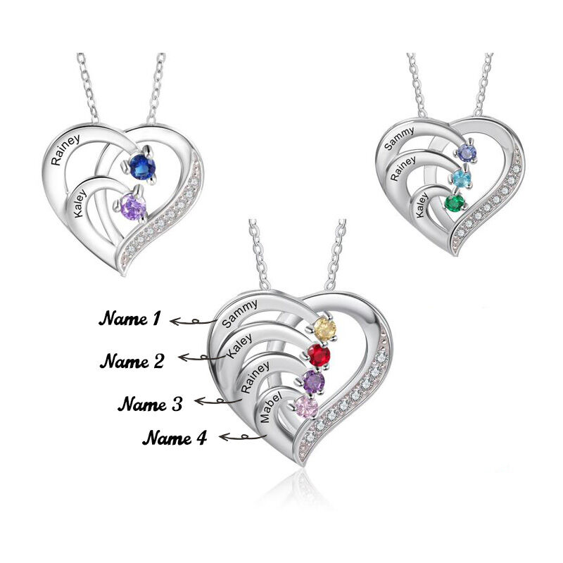 Gepersonaliseerde ketting met eigen naam en geboortesteen warm Moederdagcadeau