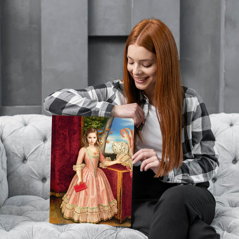 "The Pink Princess" Customized Head Photo Personalized  Vintage Royal Portrait