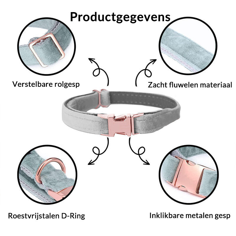 Gepersonaliseerd huisdier halsband fluweel Voeg huisdier naam en telefoonnummer