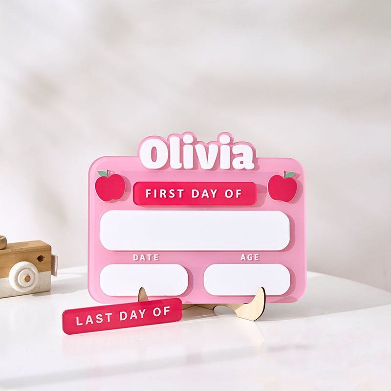 Personalized First/Last Day Of School Sign Custom Name Colorful Present for Children