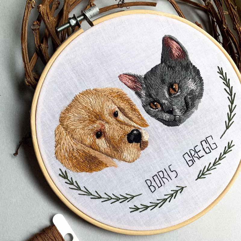Aro Bordado Personalizado Con Varias Fotos Para Mascotas Bonitas
