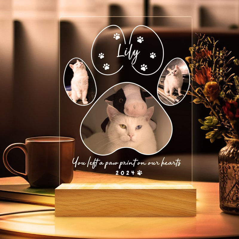 Personalized Picture Acrylic Lamp Pet Paw Pattern Cute Gift for Pet Lover