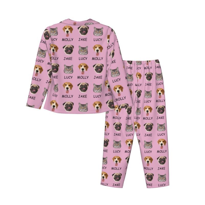 Gepersonaliseerde pyjama met foto en naam van je geliefde huisdier Aantrekkelijk warm cadeau voor dierenliefhebbers