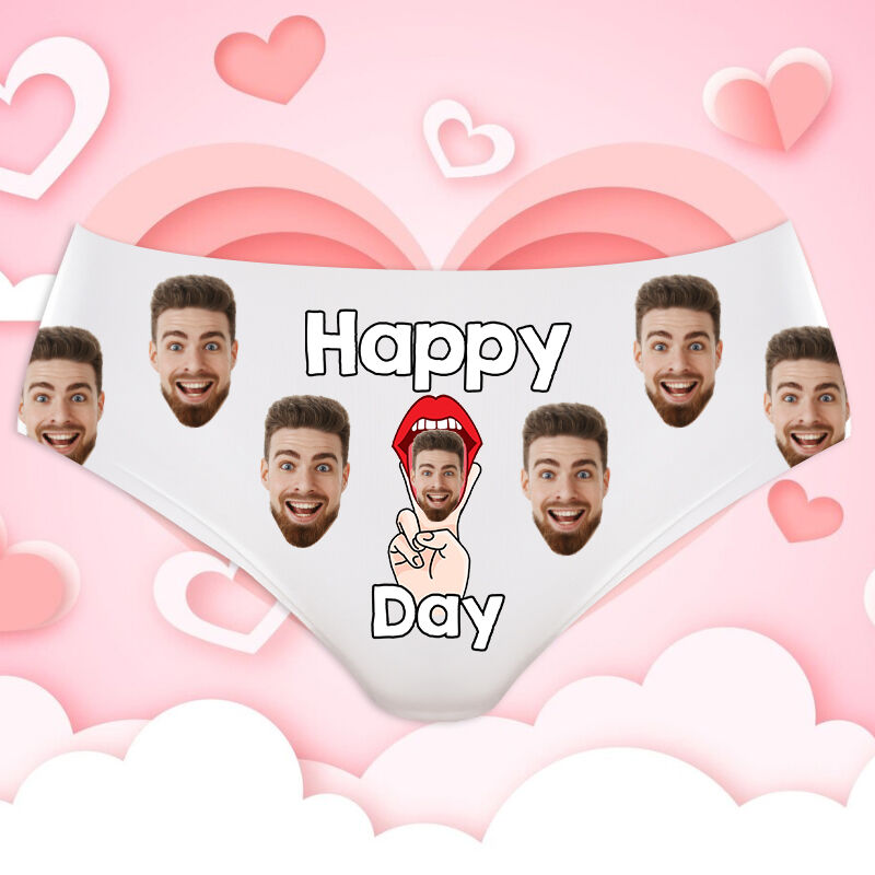 Personalisierte Bild Damenunterwäsche Besonderes Geschenk für Freundin "Happy Day"