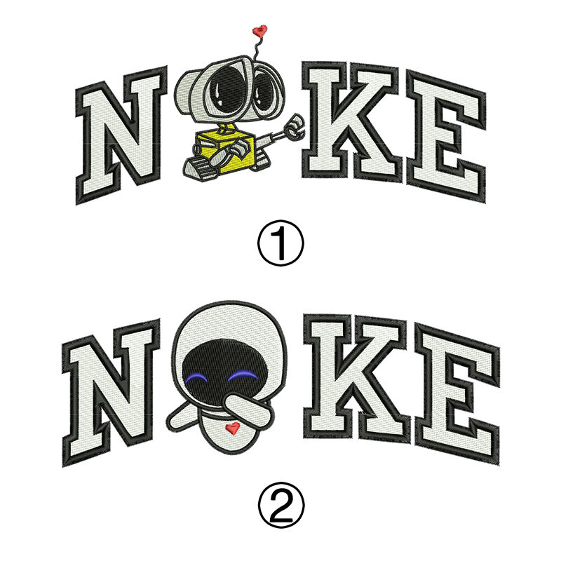 Personalized Hoodie Embroidered Cartoon Walle and Eve Design Valentine's Day Gift for Couples