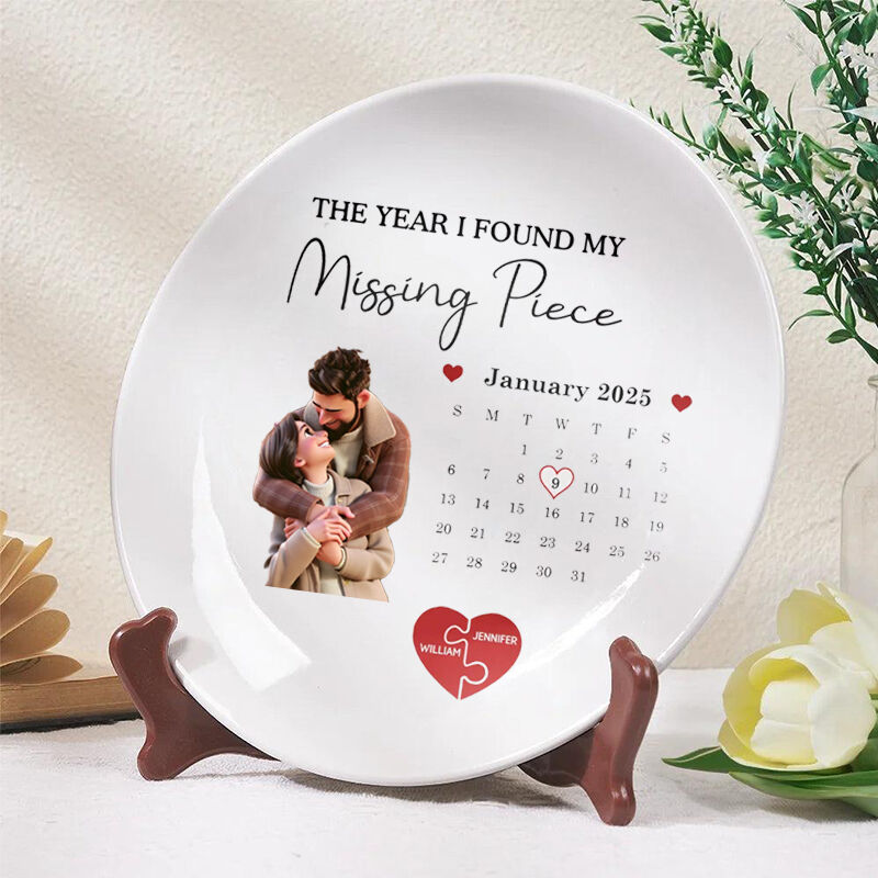 Personalized Picture Plate Cartoon Style Cute Gift for Couples