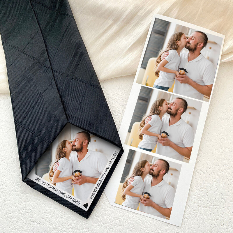 Cravatta con foto e data personalizzata Regalo speciale per il papà