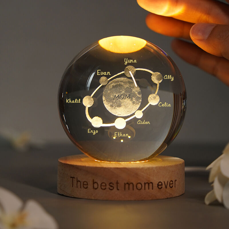 Personalized Name Planet Glowing Crystal Ball Mother's Day Gifts for Mom