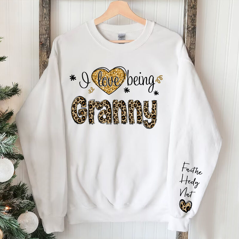 Personalized Sweatshirt I Love Being Mom Leopard Glitter Design Attractive Mother's Day Gift