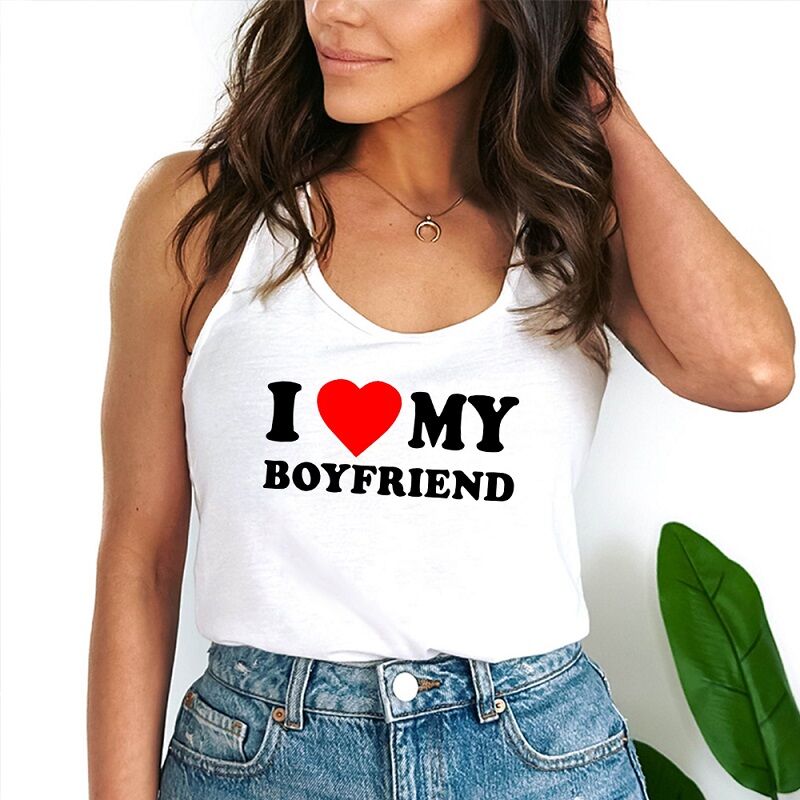 Personalized Tank Top I Love My Boyfriend and Girlfriend Pattern Valentine's Day Gift for Lovers