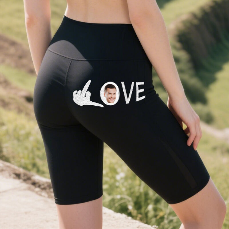Leggings de motociclista personalizados con foto de cabeza personalizada de My Love, regalo atractivo para el Día de San Valentín