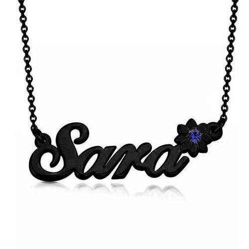 "Beautiful Flowers" Name Necklace With Birthstone