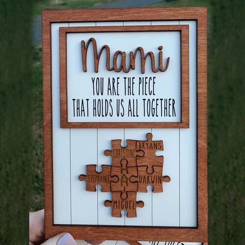 "Mom you hold us together" Personalized Puzzle Sign Frame Gift For Mother
