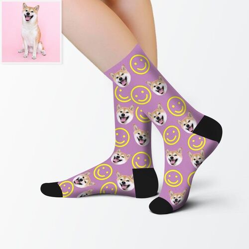 Custom Picture Socks Printed with Smiley for Kids/Pet Lover